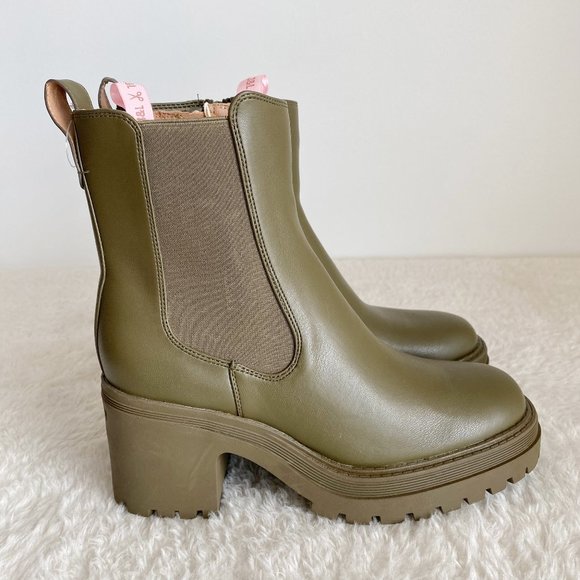 Sam&Libby Women's Camila Block Heel Boot Side Zip, Moss Green, Size 8 / 8.5 - Picture 4 of 15